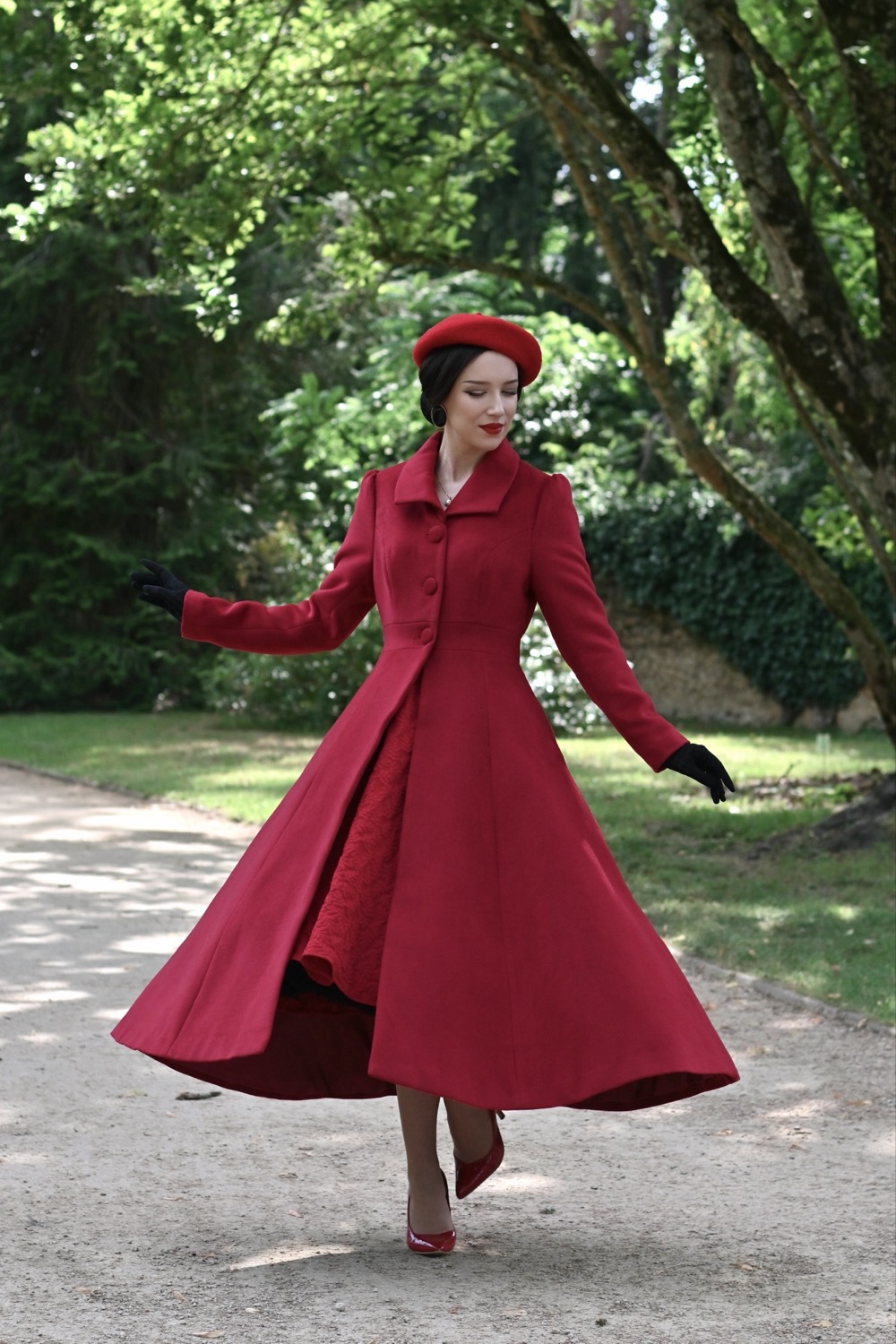 Seraphina Red Swing Coat in Extended Sizing